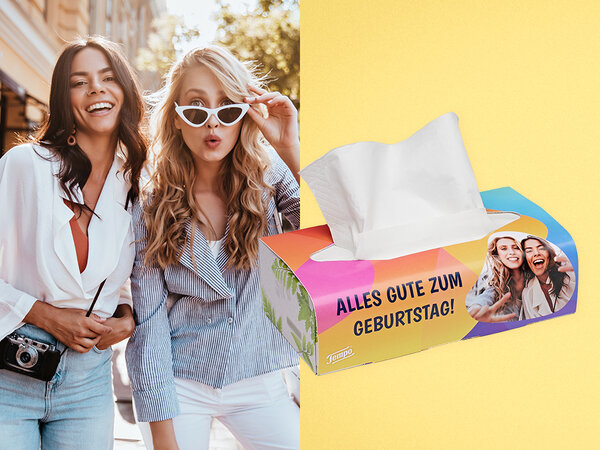 Tempo Box, überzogen mit selbst gestalteter Banderole. Produkt ist nur online erhältlich. Link führt zur Website.